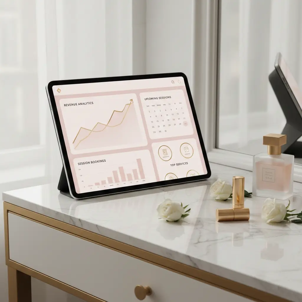Tablet screen showing growing earnings from beauty creator live sessions