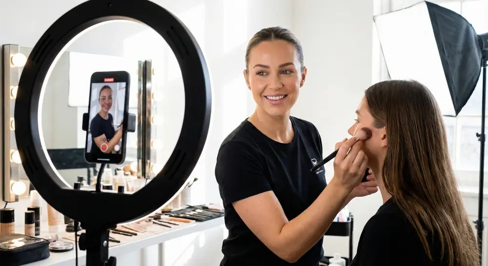 Beauty creator speaking to her audience during a live session