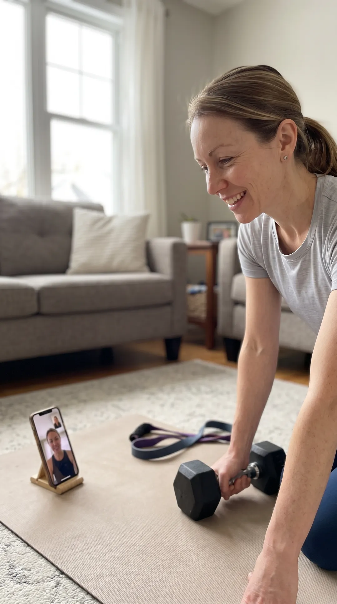 Coach running a paid live session from her living room